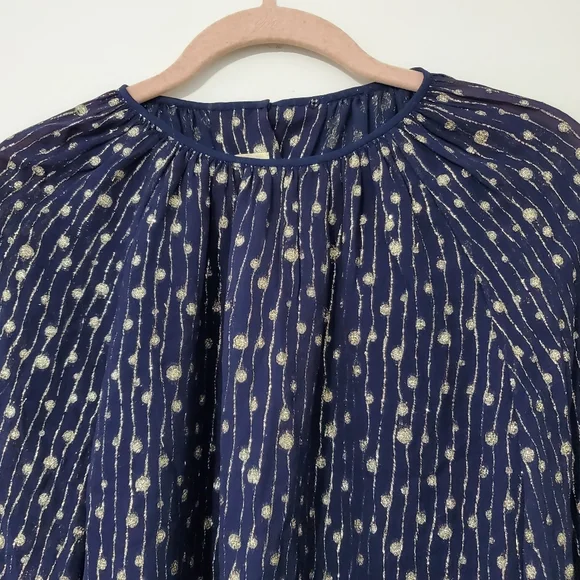 Vintage Rizkallah for Malcolm Starr Navy Gold Blouse Size 12